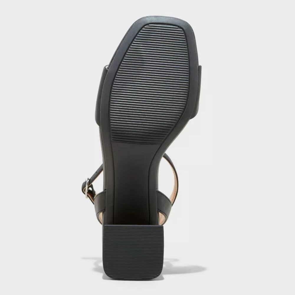 Shannon Heels with Memory Foam Insole Ankle Strap Sandals Block Heel Black 7 W - Picture 4 of 4